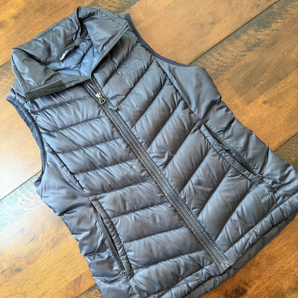 The North Face Vest Womens XS Gray 550 Down Puffer Full‎ Zip Lightweight Outdoor